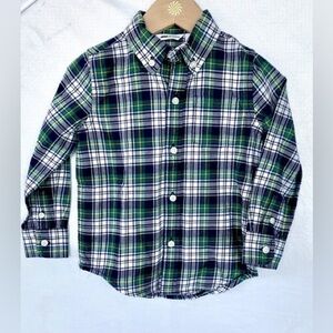 JANIE AND JACK Baby Green and Blue Plaid Button Down